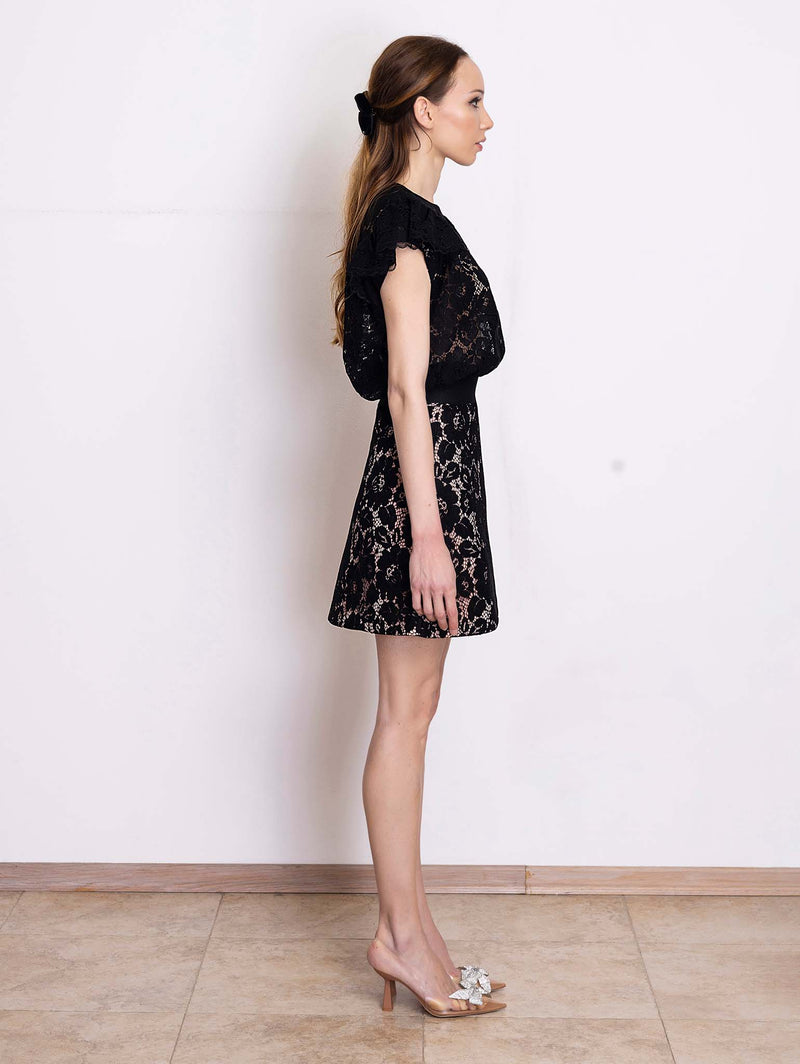 AMELIA Short Lace-on-Neoprene Skirt