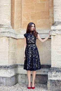 Black Angora french lace dress