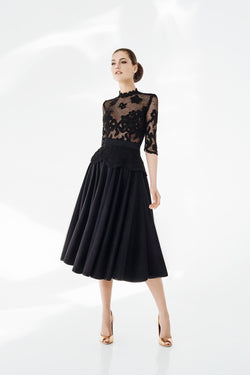 Butterfly french lace top and cashmere skirt