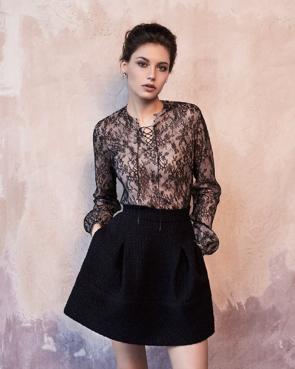 Parisian chic in french lace top